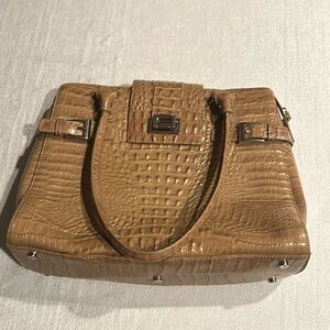 Charlie Lapson Tan Crocodile Embossed Purse